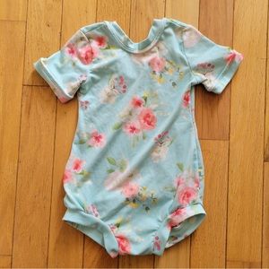 Teal Floral Short Sleeve Leotard Top